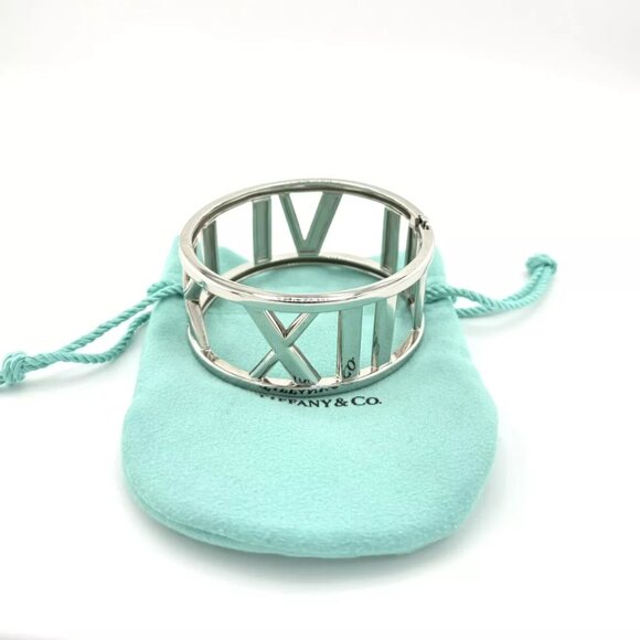 TIFFANY & CO Atlas 18K White Gold Wide Bangle Bracelet 81.4 grams 6.5" 30 mm